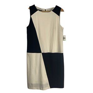 NWT Maggy Boutique Women's Colorblock Mini Shift Dress Black White Size 8